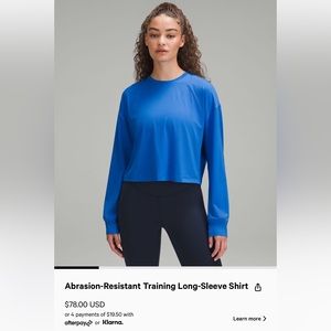 Lululemon Abrasion Resistant Long Sleeve Training Shirt Women